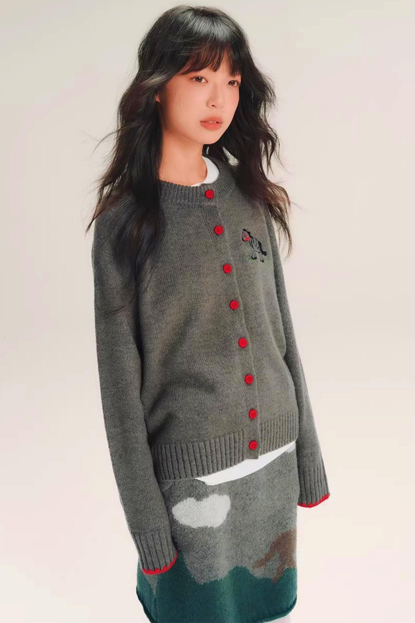 Pony Embroidered Wool Cardigan