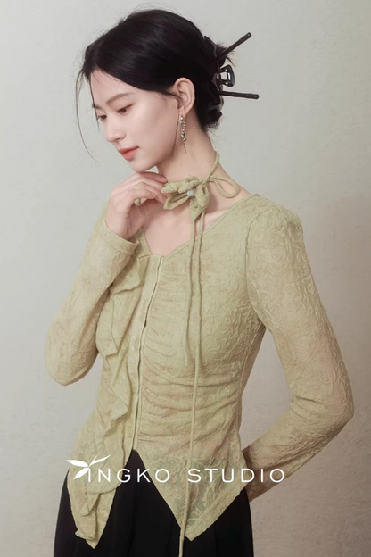 Spring Bud Green Floral Top