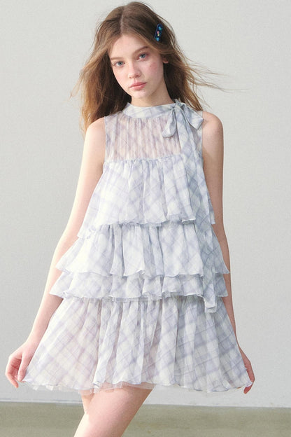 Light Blue Gingham Tutu Dress