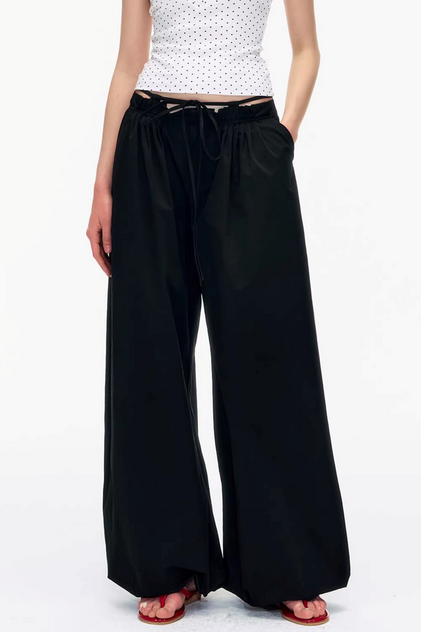 Waist Ruched Wide-Leg Pants