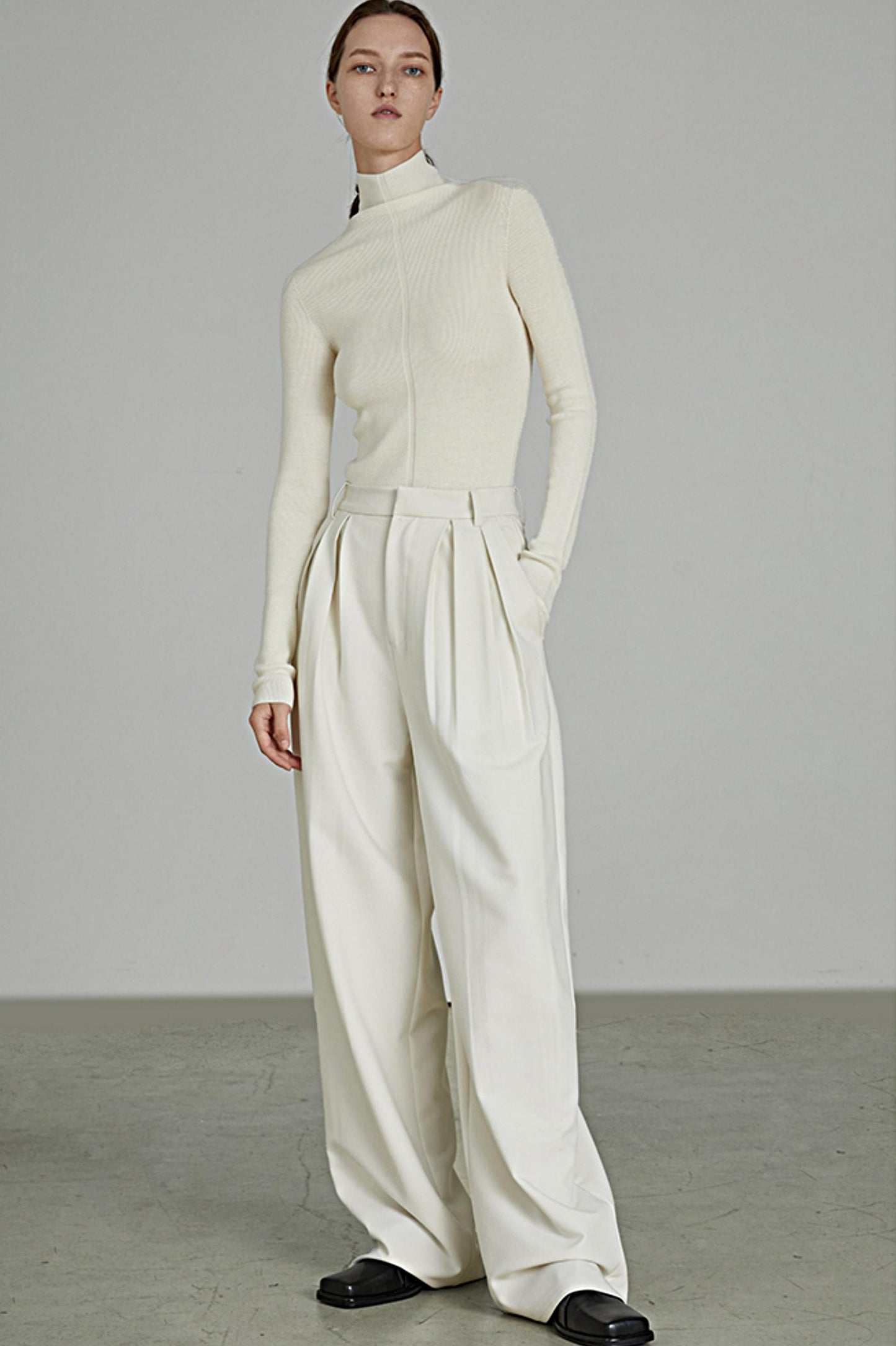 High-Waist Wide-Leg Draped Pants