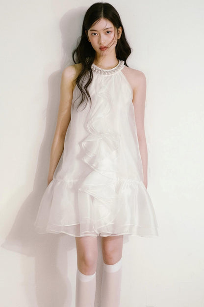 Ethereal Pearl Organza Dress