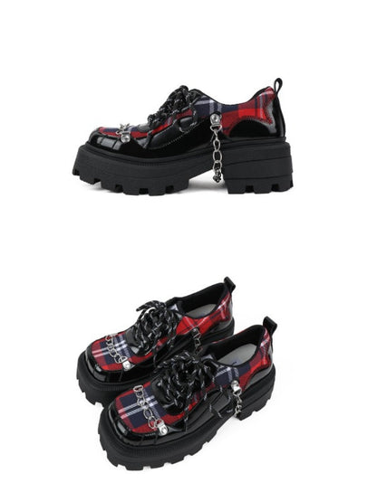 Rock Chain Plaid Platform Shoes