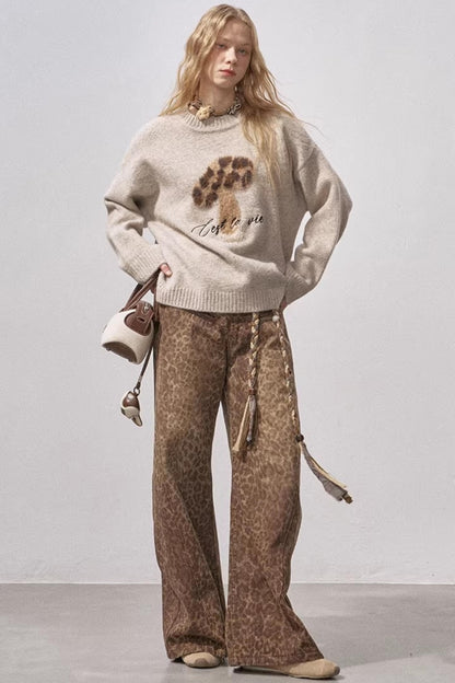 Mushroom Letter Knit Sweater