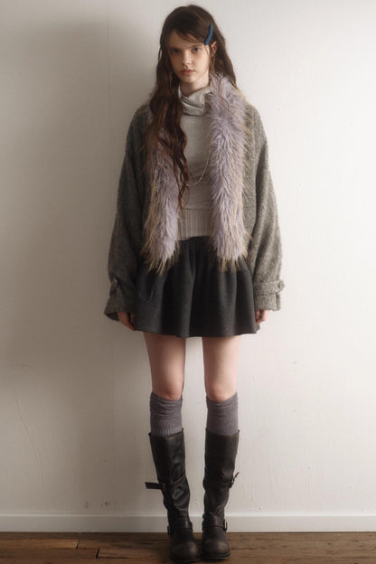 Gray Wool Batwing Coat