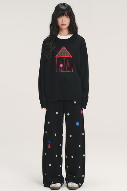 Colorful Polka Dot Knit Pants