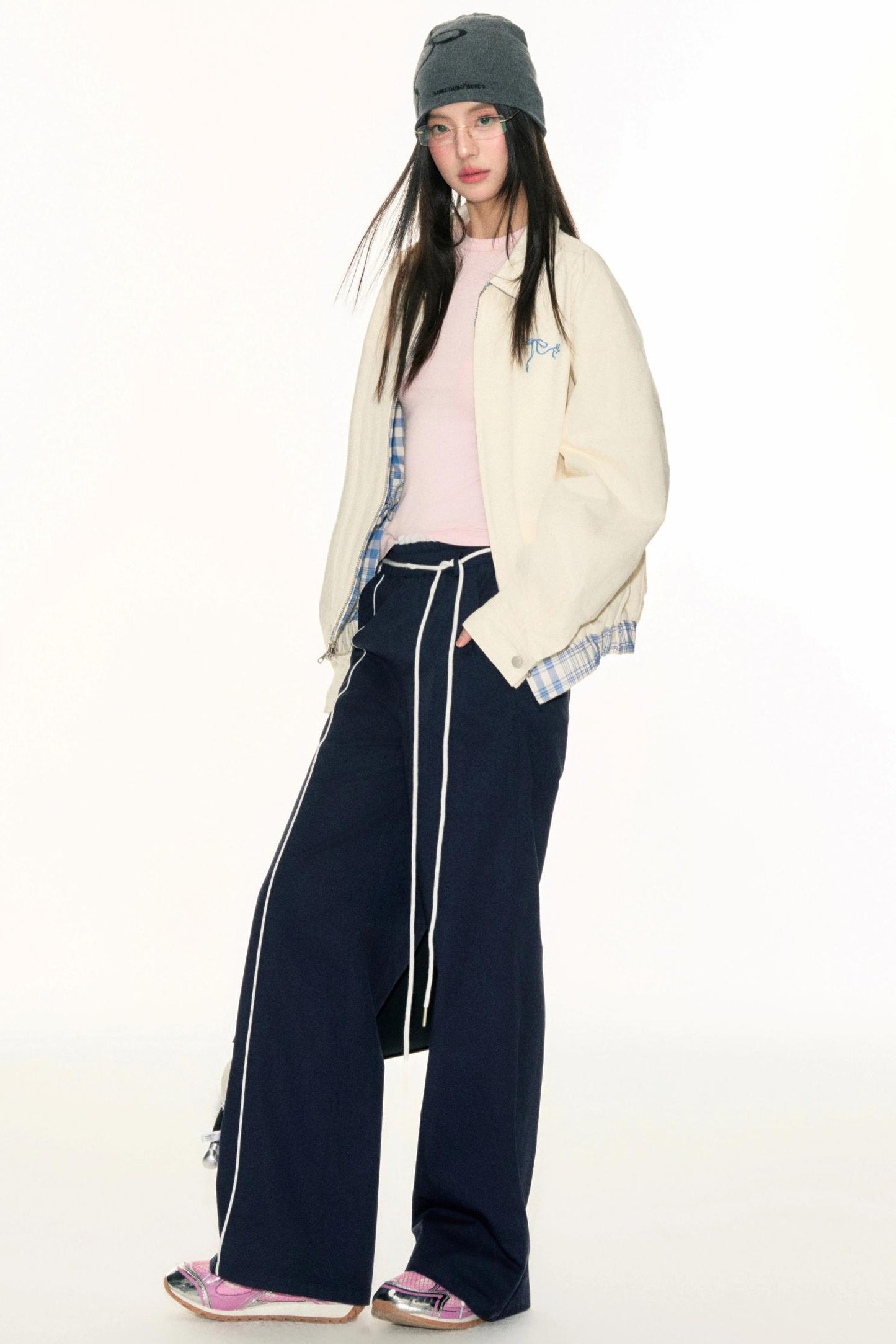 Lace Waist Wide-Leg Pants