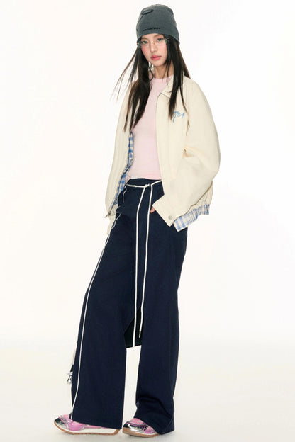 Lace Waist Wide-Leg Pants