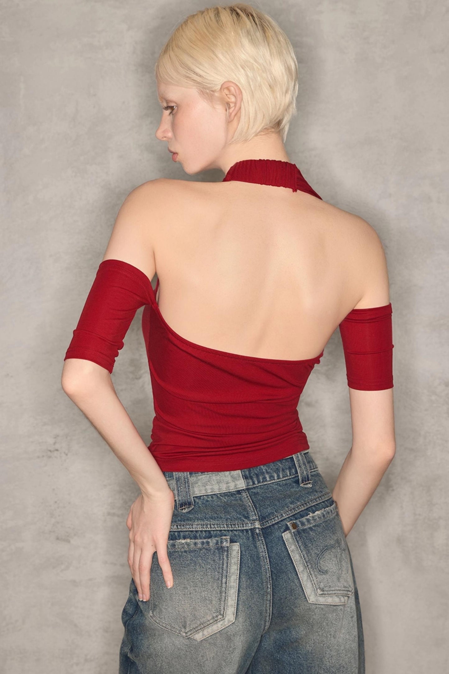 Twisted Halterneck Short Sleeve T-Shirt