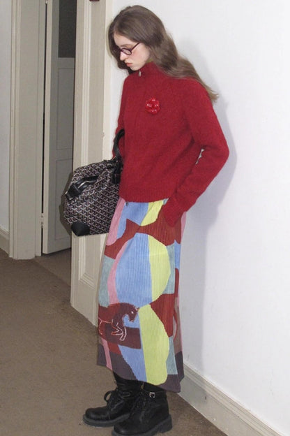 Retro Ivy League Print Skirt