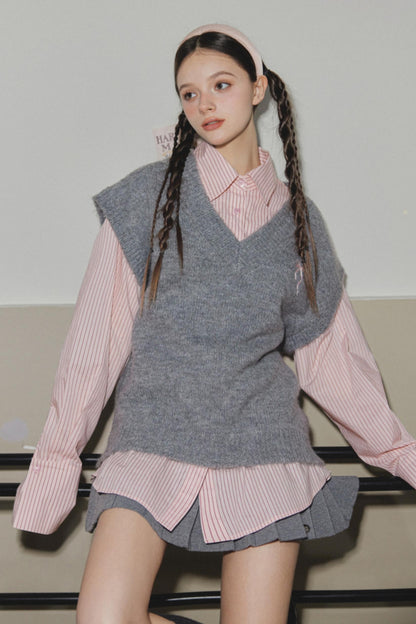 Pink Striped College Shirt