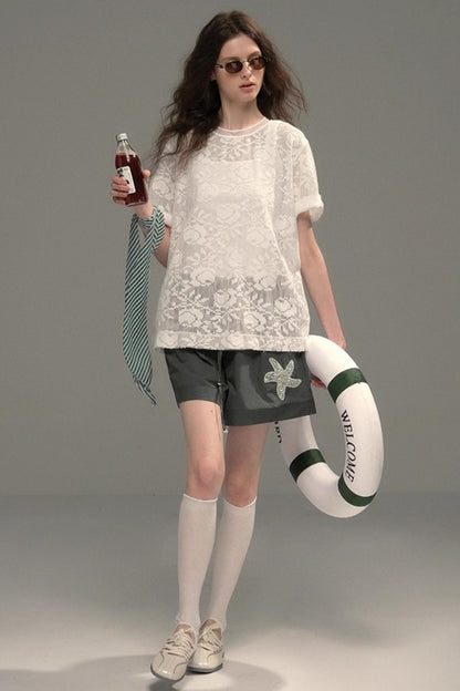 Starfish Casual Wide Drawstring Shorts