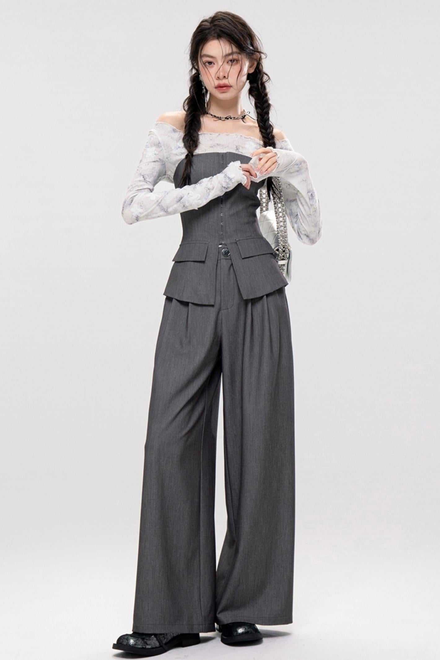 Chic Fishbone Corset & Pants Set-Up