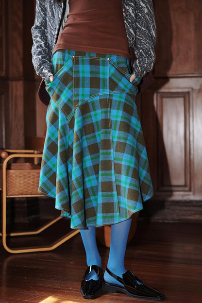 Vintage Check Wool-Blend Skirt