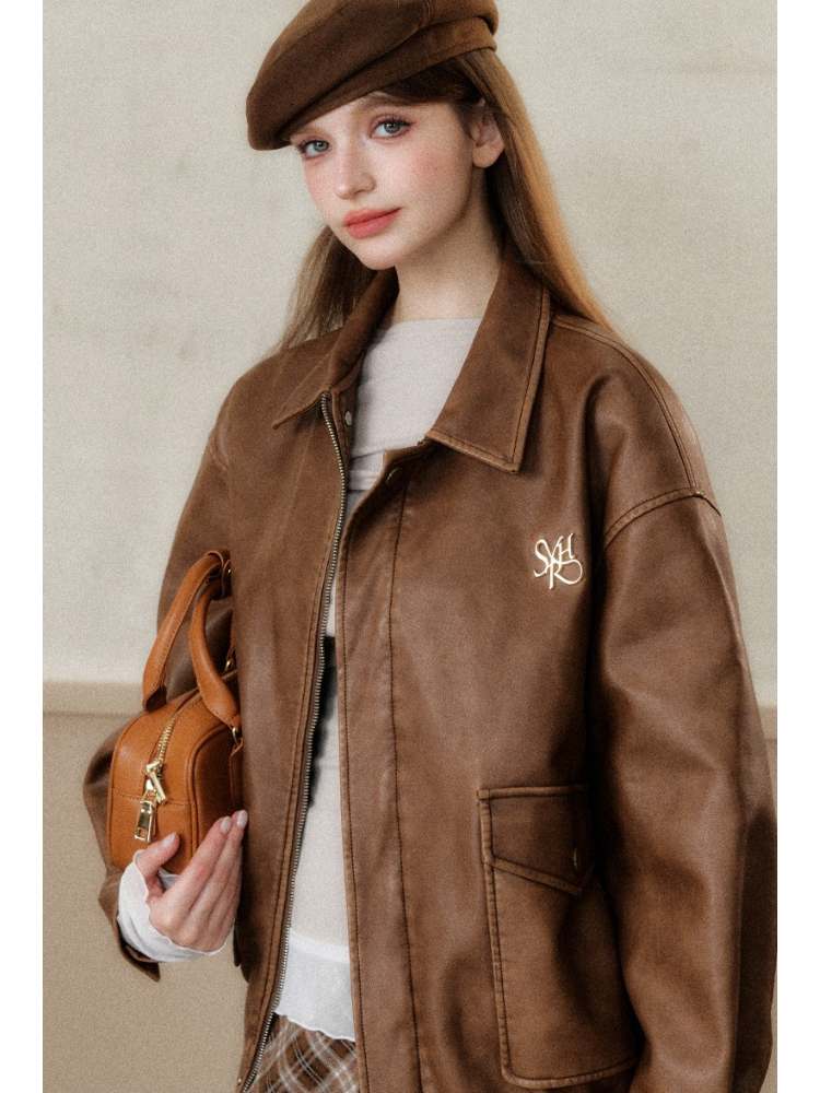 American Retro PU Leather Jacket