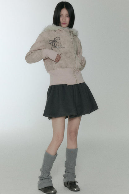 Pink Polka Dot Pleated Skirt