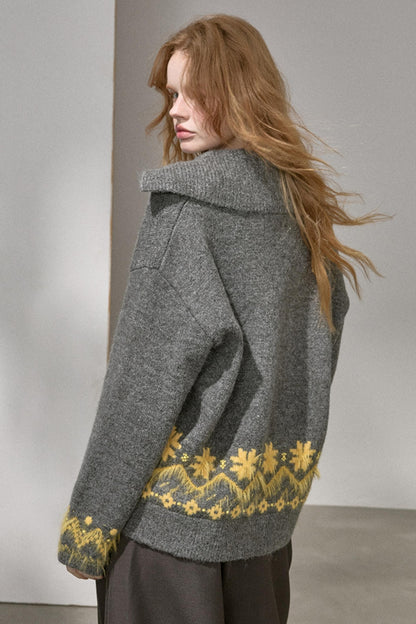 Fair Isle Beaded Sweater Top