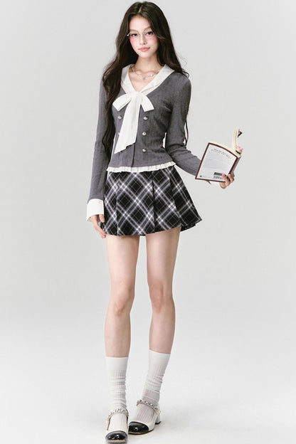 Classic Bow Knitted Top Set-Up