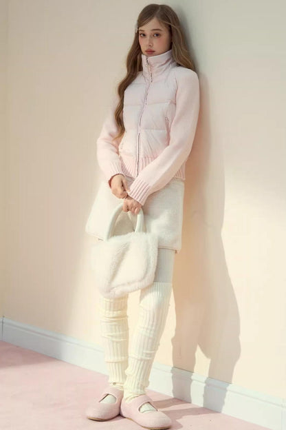 Pink Cloud Knitted Patchwork Jacket