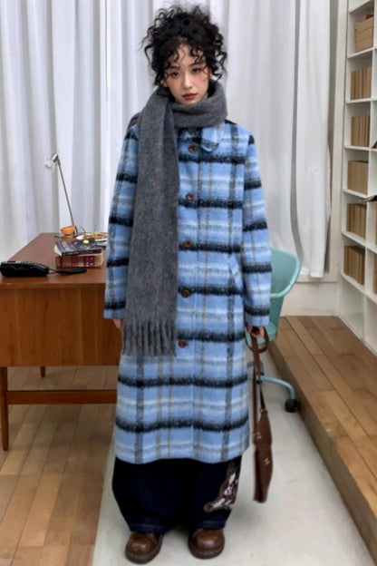 Plaid Woolen Love Letter Coat