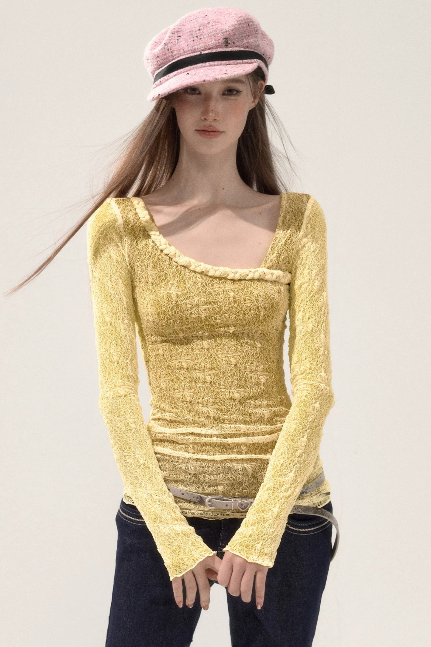 Three-Dimensional Lace Knitted Top