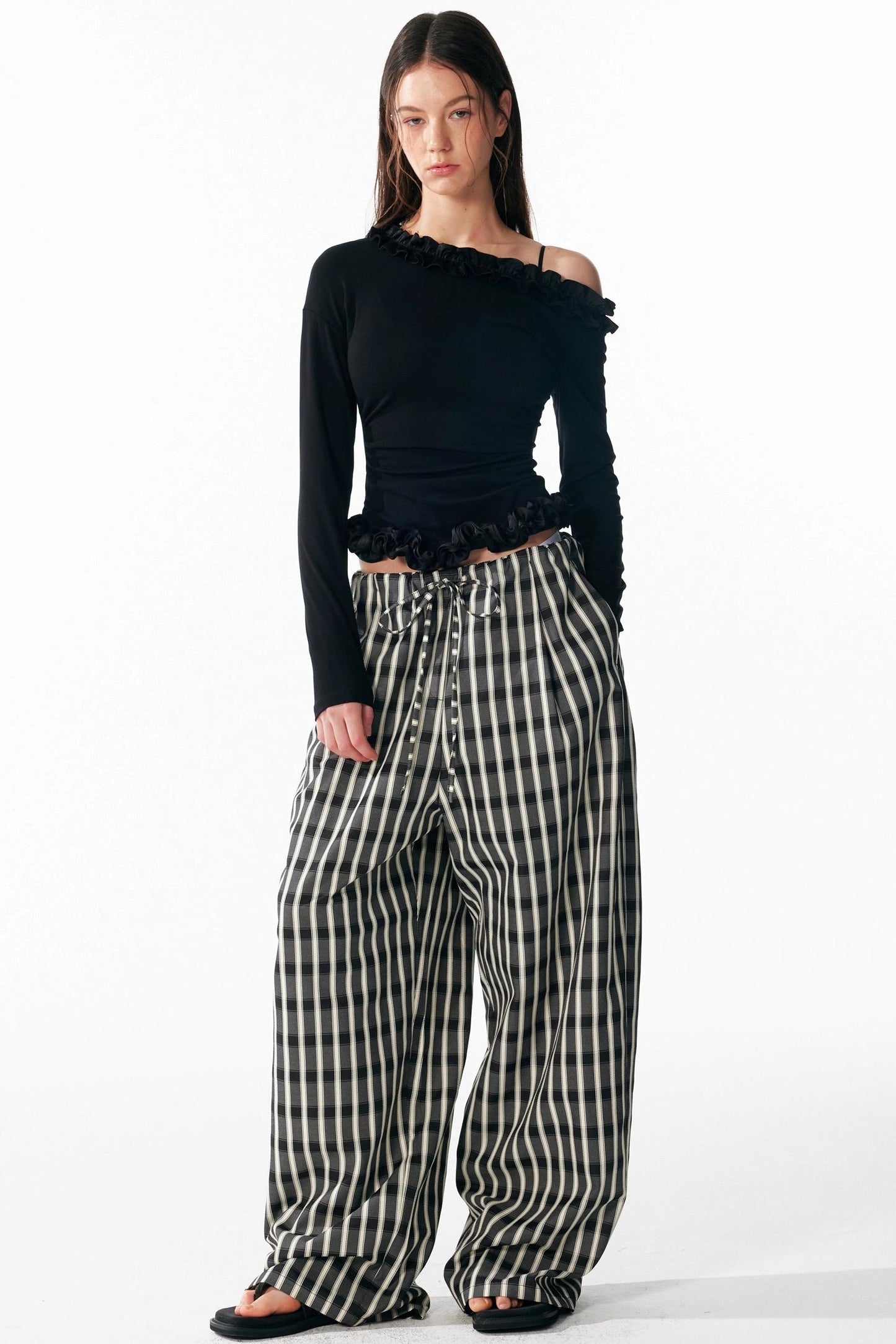 Irregular Lace Waist Slimming Top