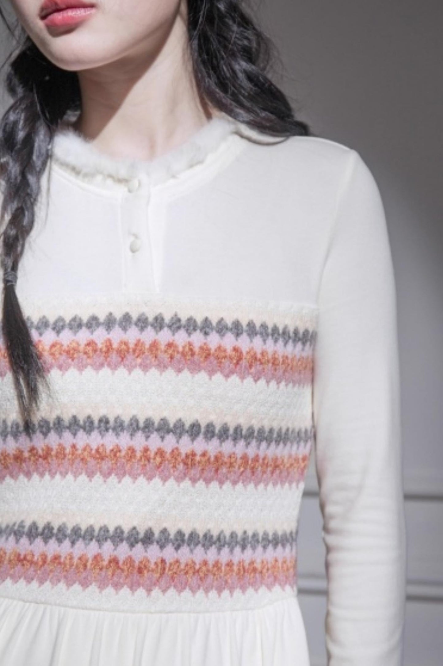 Frosted Milk Apricot Knitted Dress