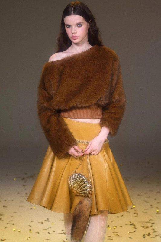 Retro Rhinestone Off-Shoulder Sweater Set-Up