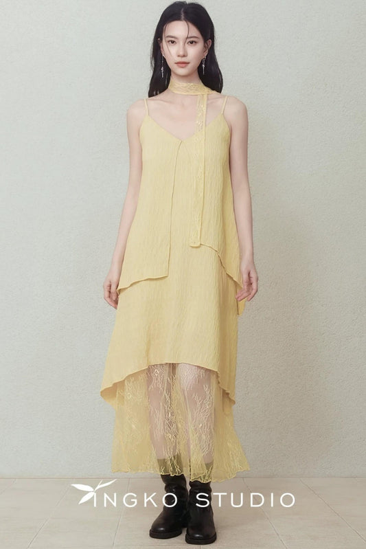 Yellow Patchwork Slip Dress