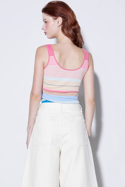 Summer Stripe Silk-Lycra Knit Vest