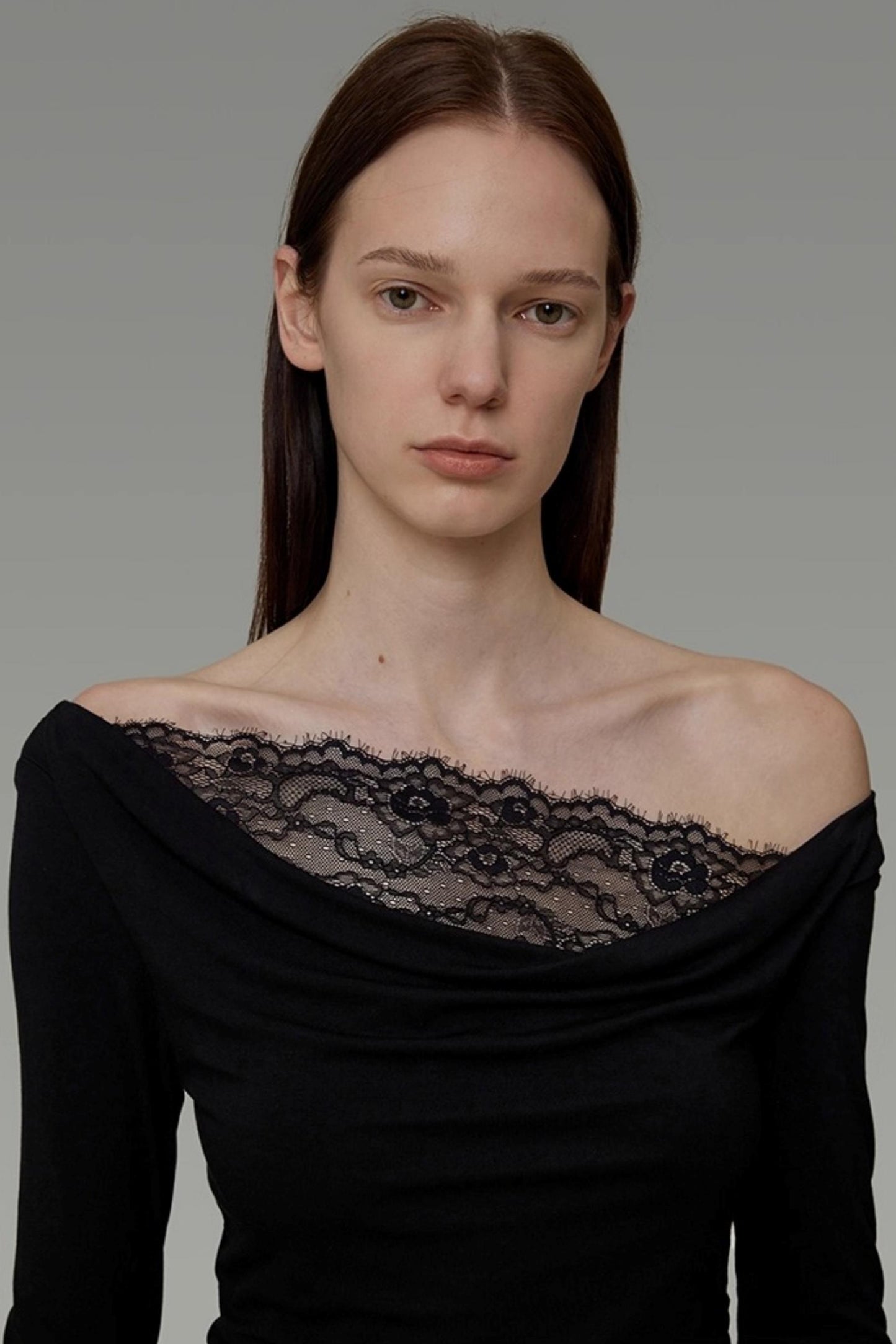 Lace One-Shoulder Knit Top