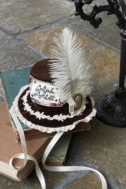 Brown Velvet Bowler Hat Tie Set-Up