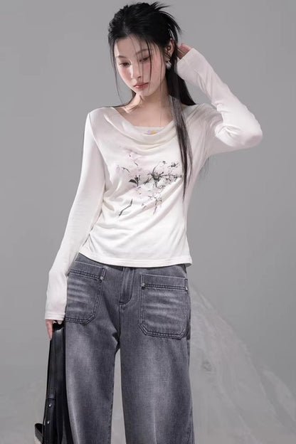 Ink Gray Distressed Jeans