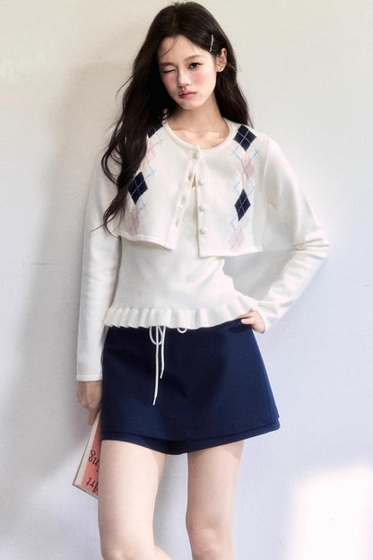 Geometric Quilted Cardigan Set