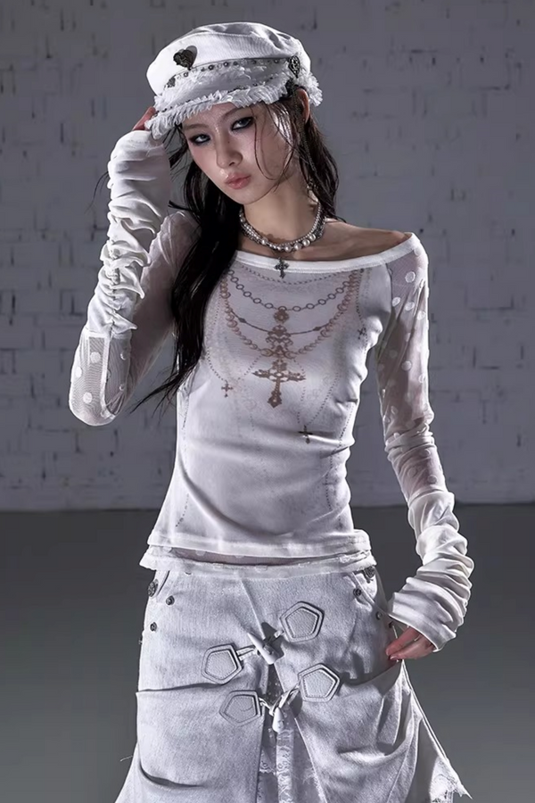 Baroque Flocked Embroidery Blouse