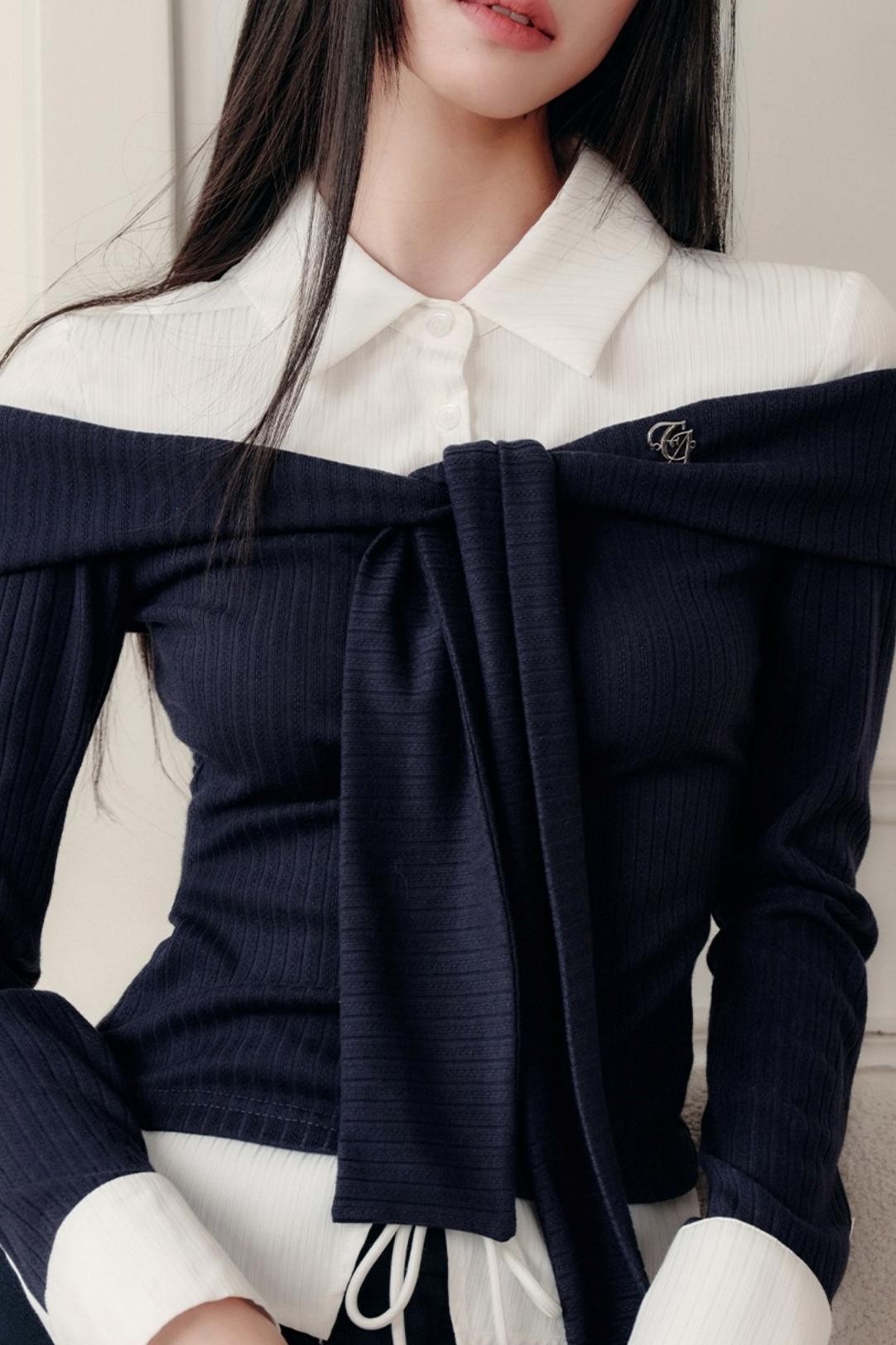 Knit Long Sleeve Slimming Top Set-Up