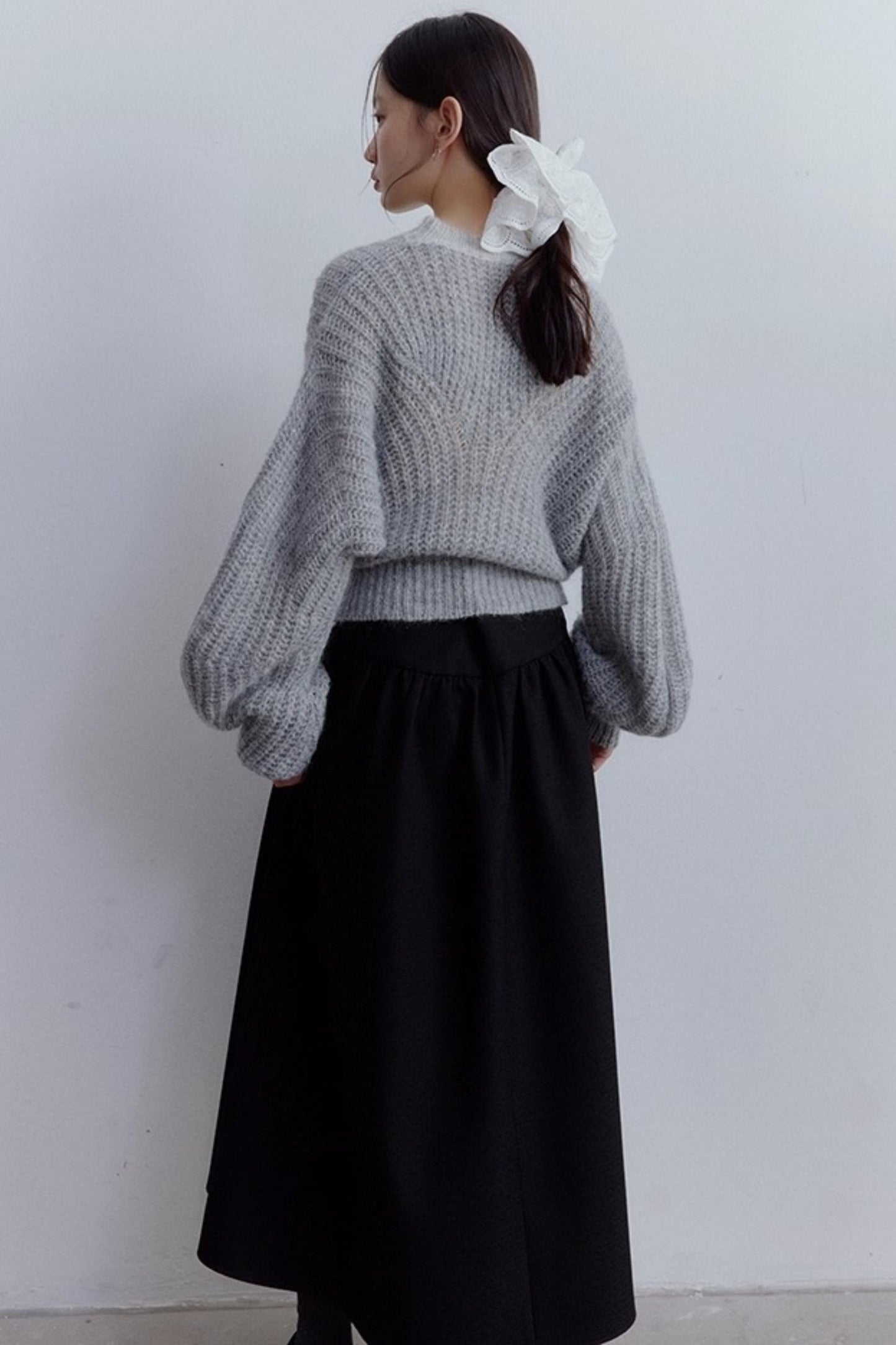 Furry Misty Gray Wool Top