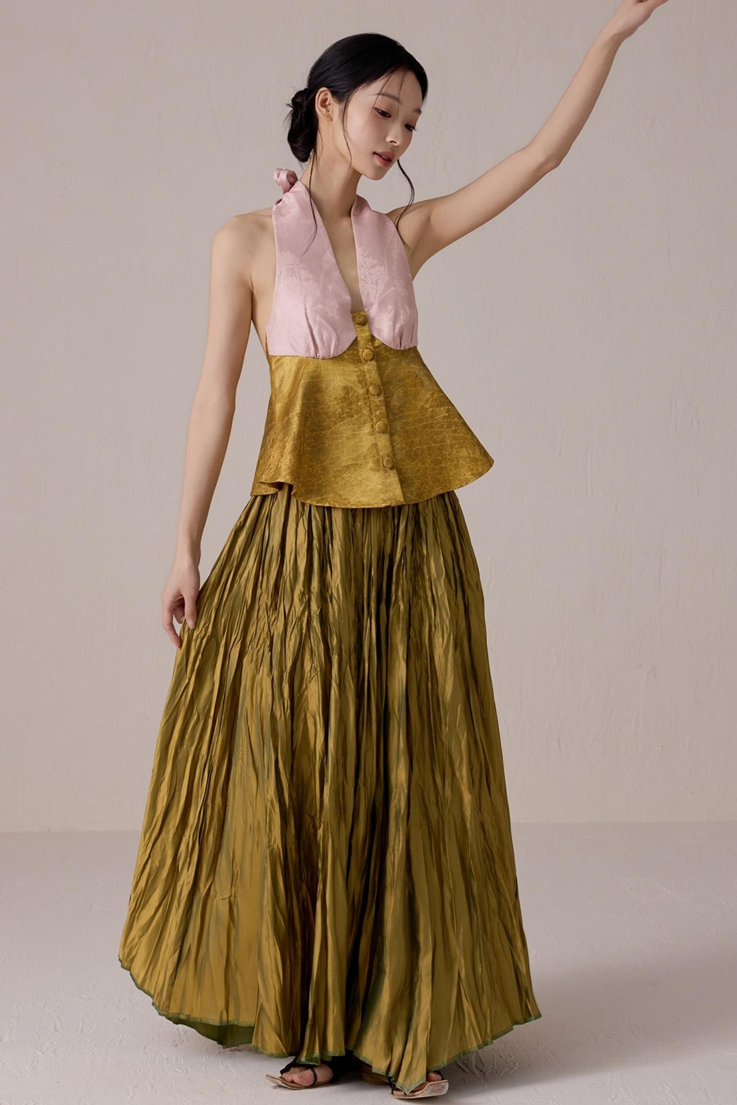 Pink Jacquard Backless Vest