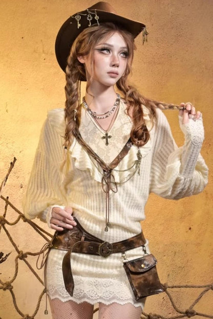 Punk Retro Knitted Dress Set-Up