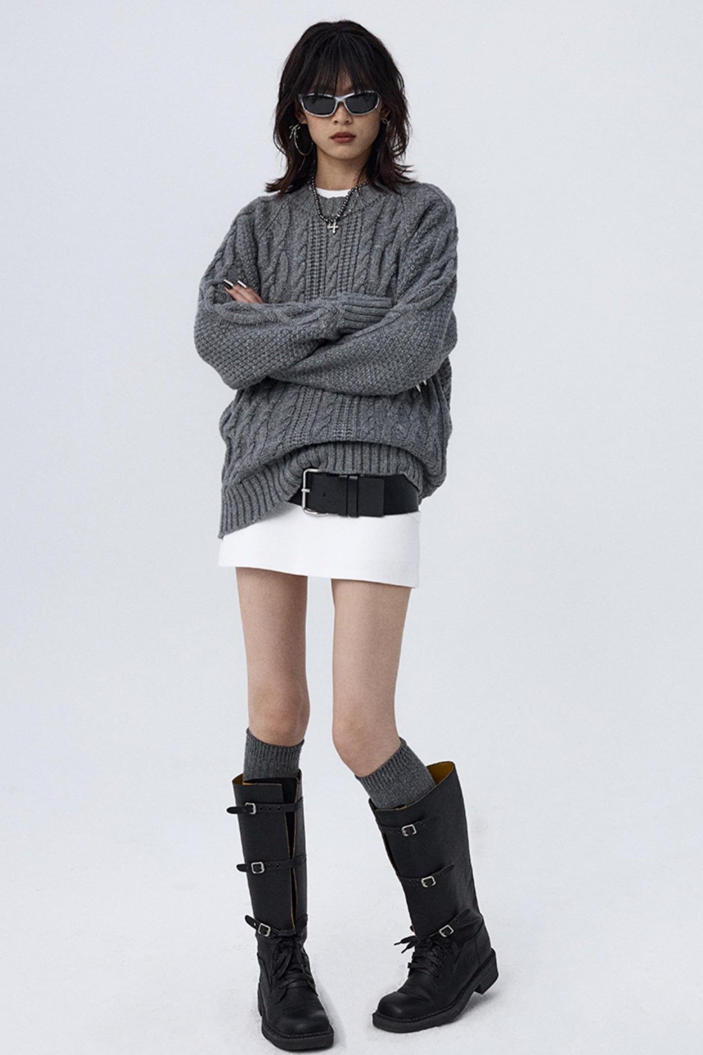 Retro Cable Loose Knitwear