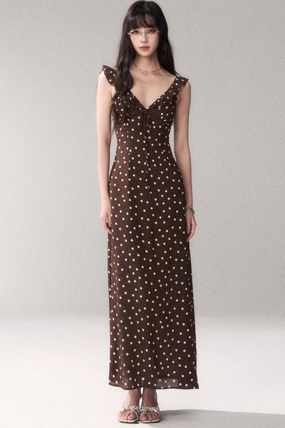 Brown Polka Dot Summer Dress