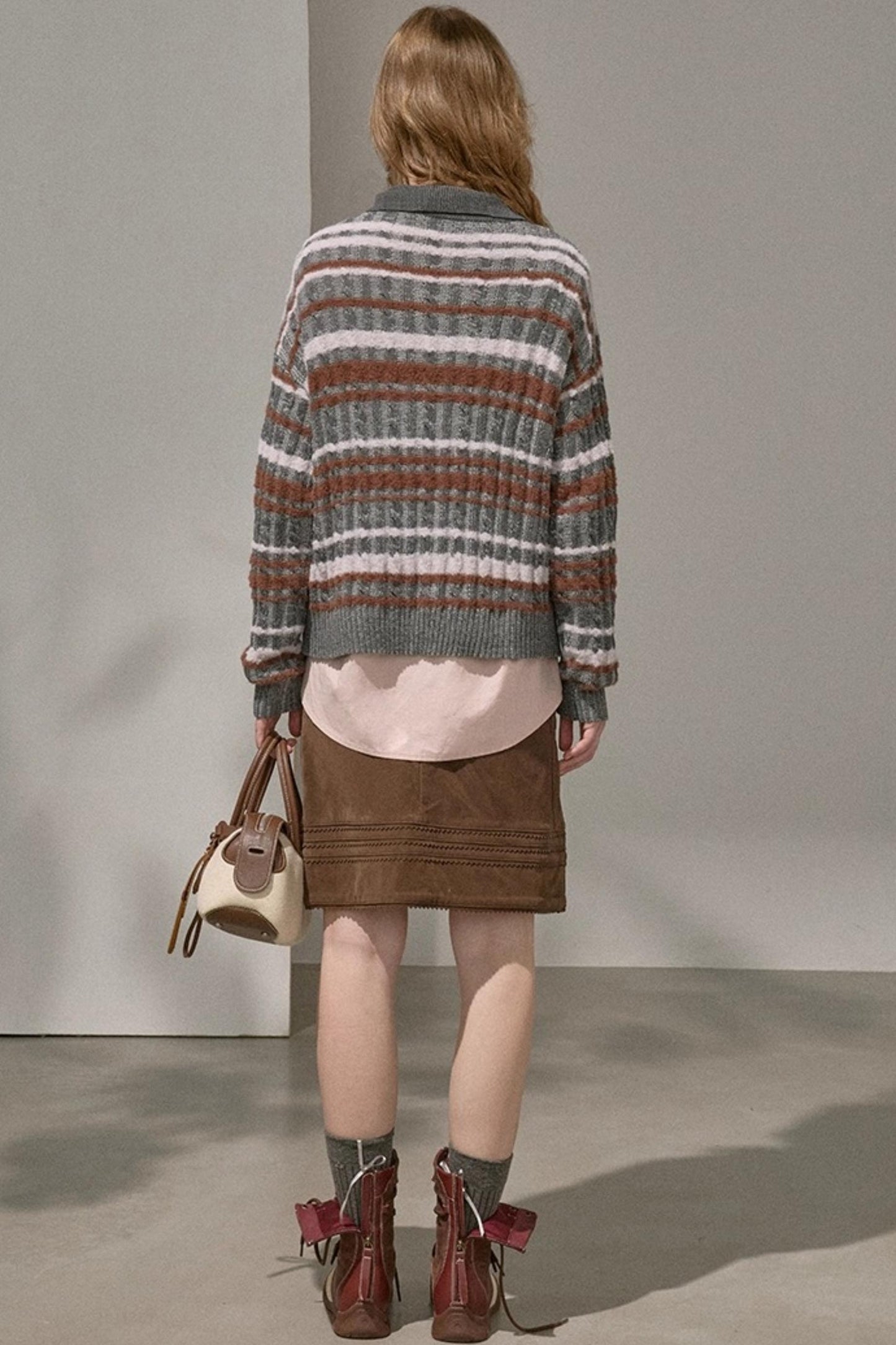 Cable Striped Pullover Sweater