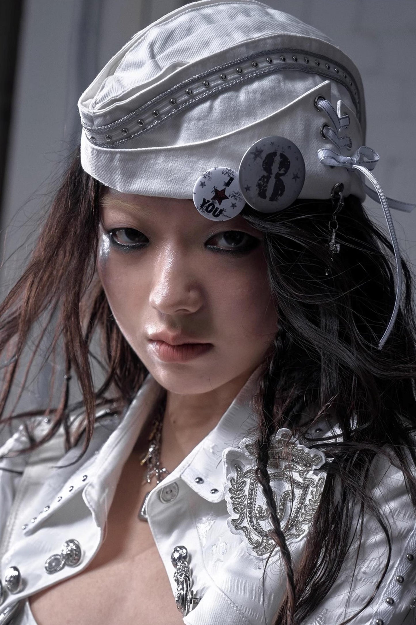 White-Black Sailor Hat