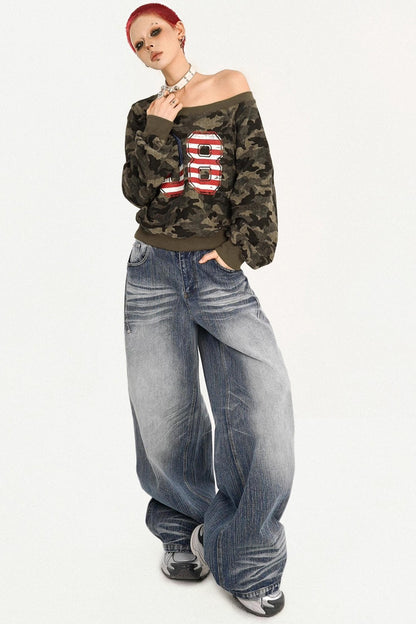 American Retro Camouflage Sweatshirt