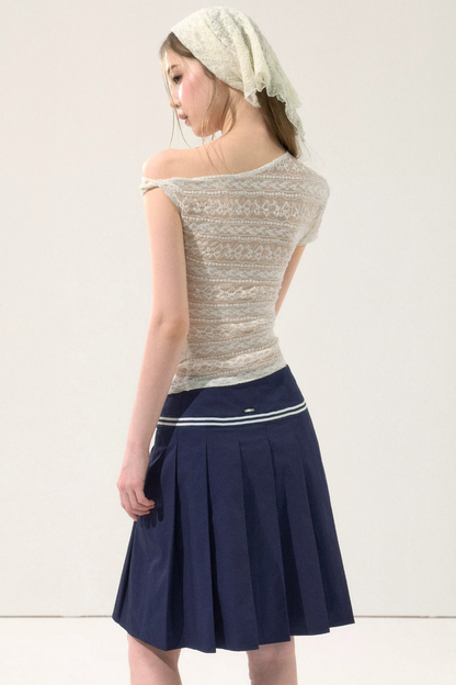 College Style Mid-Length Pleated Skirt