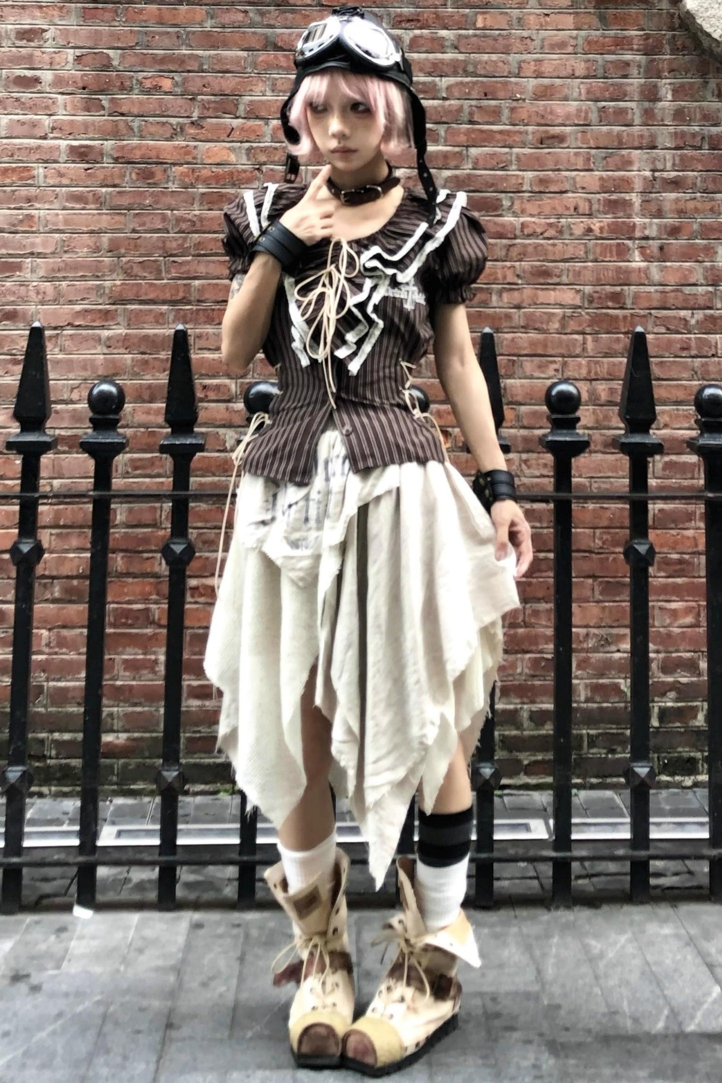 Fungus Edge Puff Sleeve Short Shirt