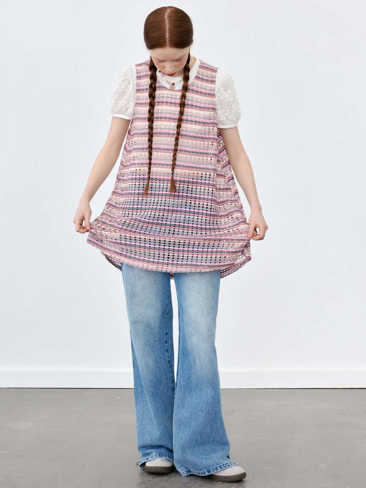 Border Crochet Long Vest