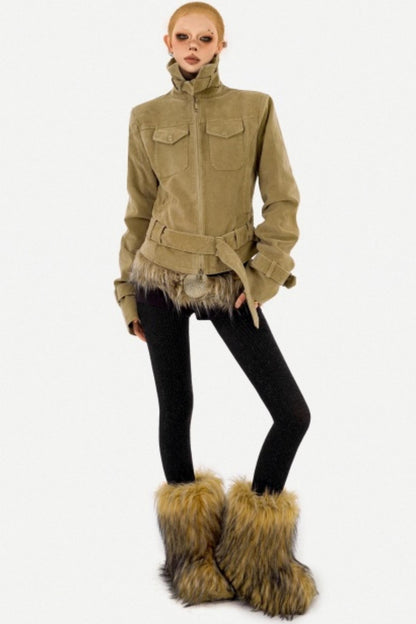 Retro Fur Collar Jacket