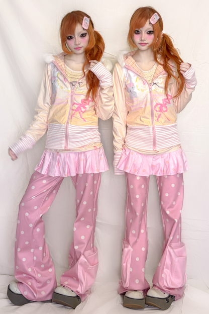Rosa gepunktete Sweatpants