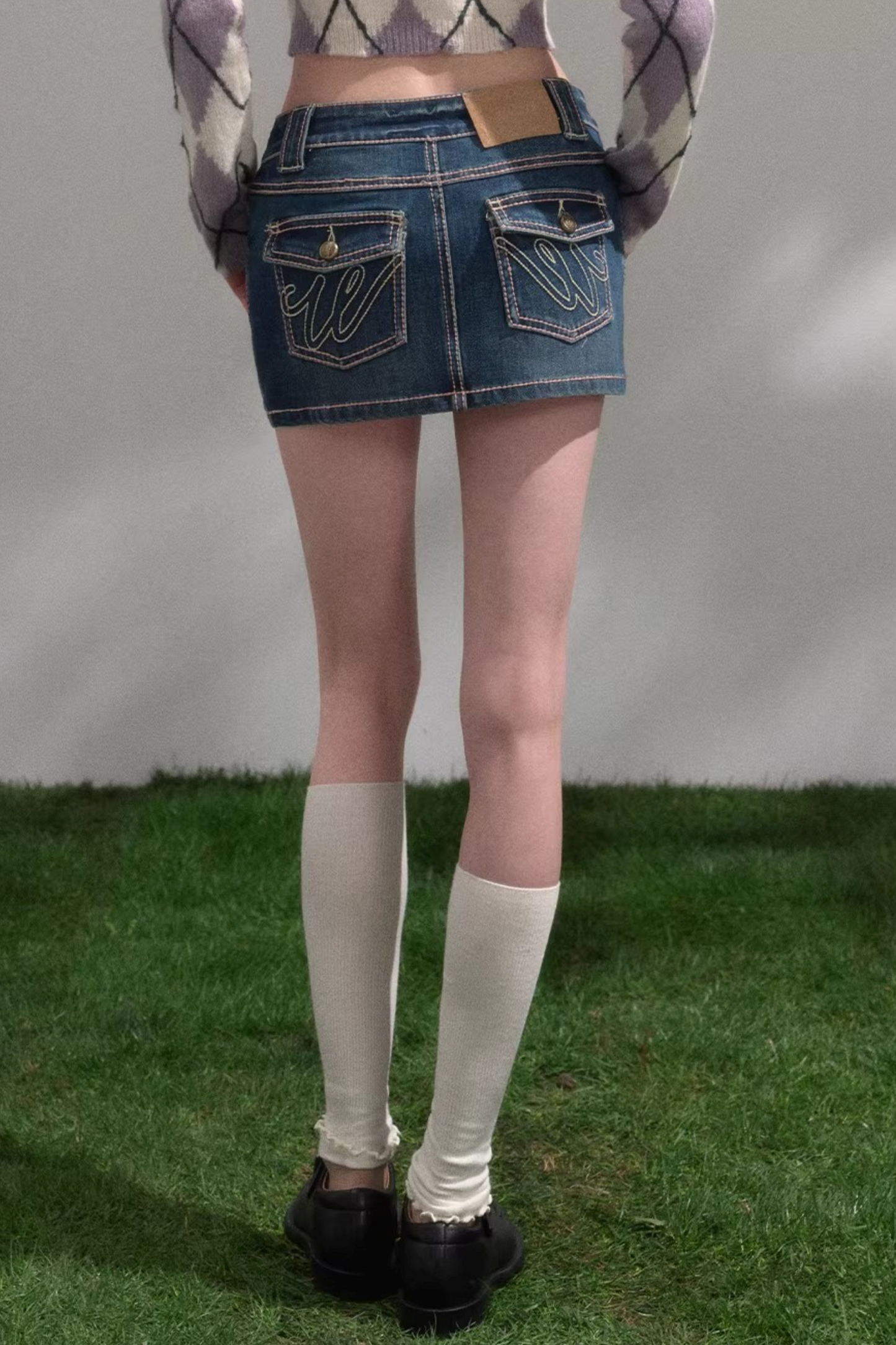 Retro Jeansrock mit Waschung